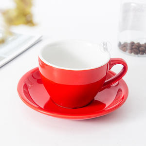 Red Ceramic Coffee <b>Cup</b> <b>And</b> <b>Saucer</b> <b>Set</b> 51-400Ml Solid Color For Home Use - Product Image 1