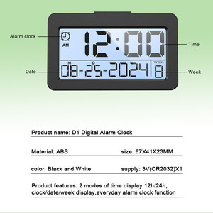 Sveglia digitale con <span class=keywords><strong>Display</strong></span> <span class=keywords><strong>LCD</strong></span> a batteria piccolo orologio da tavolo per ufficio camera da letto trasporto e facile da impostare - Product Image 6