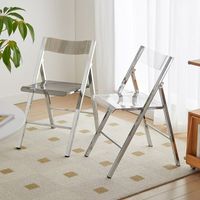 Table et chaises de restaurant, chaise pliante épaissie avec dossier, style moderne et minimaliste, transparente, pour salon de thé et café