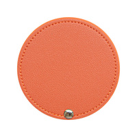 Miroir de poche rond moderne FANDESY en cuir et verre, 6,8 cm de diamètre, avec logo personnalisé pour femmes – Fournisseur d'usine