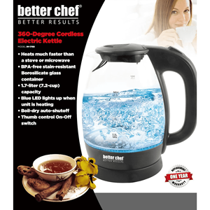 Better Chef Electric Kettle 1.7L Borosilicate Glass Cordless With Led Light Home <b>Kitchen</b> <b>Appliance</b> - Product Image 3