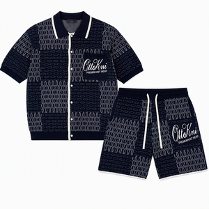 Maglione da Uomo in Jersey di <span class=keywords><strong>Cotone</strong></span> Jacquard a Maniche Corte, Design Personalizzato con Logo, Rete Traforata, Estivo, Traspirante, con Cappuccio - Product Image 1