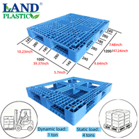 Palette Euro en HDPE légère et robuste à 6 pieds, grille à 4 entrées, simple face, avec surface antidérapante en maille, sans acier, pour transport de marchandises