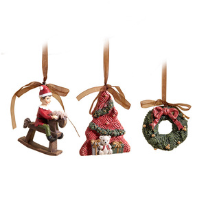 Nouvelles décorations de Noël transfrontalières en 3D : <span class=keywords><strong>train</strong></span>, cheval à bascule, pendentif pour chaussette de Noël, cloche, ornements cadeaux - Product Image 5