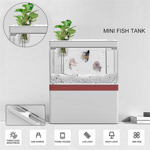 Zaohetianミニフィッシュタンク自己完結型ウォーターポンプ生化学コットンライトナノ水族館小型水族館タンク - Product Image 3