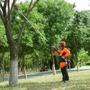 Podadora telescópica de largo alcance con potencia de gasolina, motosierra de poste extensible de 2 tiempos de 26cc/33cc