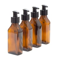 Bouteille rectangulaire en verre ambré 50ml avec Pipettes noires vide 100ml 200ml 500ml flacon plat en verre ambré personnalisé