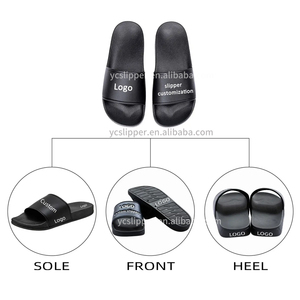 Pantofole con logo personalizzato per gli uomini di alta qualità in rilievo produttori comodi scivoli sportivi neri pantofole Designer scivoli - Product Image 2