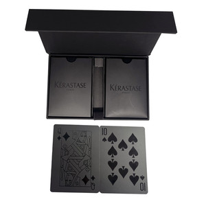 Custom Plastic PVC Poker Smooth Waterproof Black Playing Cards Durable Poker promotion gift sets