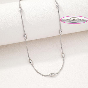 Collar <span class=keywords><strong>de</strong></span> <span class=keywords><strong>Cadena</strong></span> <span class=keywords><strong>de</strong></span> Eslabones con Cuentas <span class=keywords><strong>de</strong></span> Serpiente, Chapado en Oro <span class=keywords><strong>de</strong></span> 18K PVD, <span class=keywords><strong>de</strong></span> Acero Inoxidable, Estilo Italiano, Venta al por Mayor, Unisex, Regalo <span class=keywords><strong>de</strong></span> Aniversario - Product Image 6