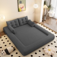 Canapé-lit pliable multifonctionnel de 78,7 pouces, canapé-lit 3-en-1 en tissu polaire Sherpa rembourré de mousse pour salon