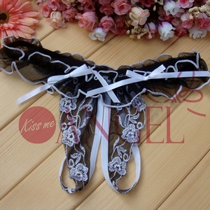 KISS ME ANGEL direct all'ingrosso le donne si sentono aperte sul cavallo trasparente grazioso perizoma in mesh ricamato - Product Image 6