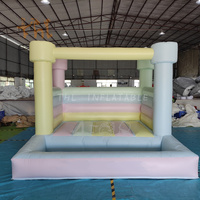 Trampolin bertema pelangi terlaris, rumah pantul anak-anak, trampolin pernikahan