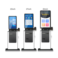 Sistema de Punto de Venta (POS) de Autoservicio con Pantalla Táctil Personalizada OEM de 27 Pulgadas, Escáner de Códigos QR, SDK, Impresora de Tickets y Kiosco de Pago