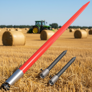 Horquillas para pacas cuadradas Hay Spear de 49 pulgadas con enganche rápido, capacidad de 3000 lb, recubrimiento rojo con estabilizadores para uso agrícola - Product Image 2