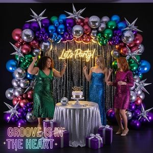 Guirlande <span class=keywords><strong>de</strong></span> ballons en latex colorés métalliques, 135 pièces, chrome, violet, rose, bleu, décoration musicale Kpop, fête disco années 80, <span class=keywords><strong>anniversaire</strong></span>, Nouvel An - Product Image 4