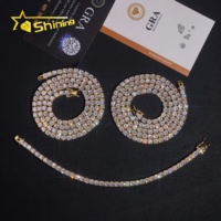 Expédition rapide locale aux États-Unis, Collier fin en argent sterling S925 avec chaîne tennis et diamants Moissanite VVS, 2MM 3MM 4MM 5MM