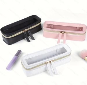 Sac cosmétique transparent portable en PU souple, étui de rangement pour pinceaux de maquillage, sac de voyage étanche pour femmes au quotidien - Product Image 1