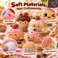 Porte-clés en peluche amusant en forme de muffin, pendentif dessert personnalisable avec logo pour machines à pinces, prix d'arcade et packs e-commerce tendance