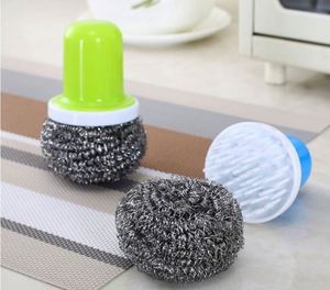 Estropajo de Acero Inoxidable con Mango de Plástico, Bola de Limpieza para Cocina y Ollas, Estropajo de Metal Resistente, Cepillo de Limpieza - Product Image 1