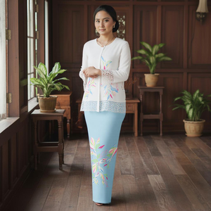 ชุดราตรีทรงเอไลน์แบบยาว รุ่นวินเทจ ปักลาย ผ้าเป็นมิตรกับสิ่งแวดล้อม จากโรงงาน Sedondon Raya 2025 Baju Kurung Borong  ผ้าลูกไม้โมเดิร์นเคดาห์ - Product Image 2