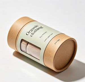 Boîte Cadeau Luxe Personnalisée Écologique en Carton pour Sous-vêtements, Tube Cylindrique en Carton pour T-shirt avec Fenêtre - Product Image 4