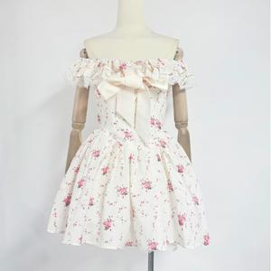 Mini abito dimagrante in vita stile estivo con fiocco puro francese con spalle scoperte 2025 donna - Product Image 4