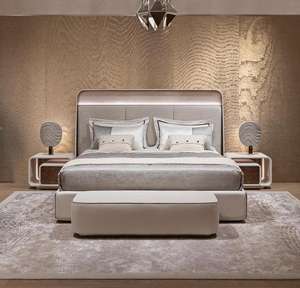 High End italiano di lusso casa camera da <span class=keywords><strong>letto</strong></span> <span class=keywords><strong>letto</strong></span> Set moderno King Size <span class=keywords><strong>letto</strong></span> <span class=keywords><strong>letto</strong></span> in pelle imbottito con Led - Product Image 2