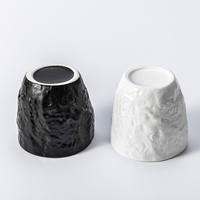 Tasse à café créative, en céramique, de 300ml, texture pierre, grès, matériel pour le thé, noir mat et blanc, à grand prix
