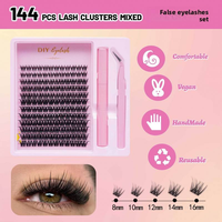 MOXIAOJIE A82 Kit de faux cils segmentés, style européen et américain, épaisseur 0,07 mm, en fibre synthétique, semi-fait main, extension de cils noirs