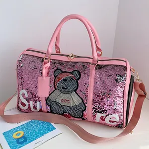 Osgoodway2 Moda Shiny Sequin Grande Viaggio di Fine Settimana Duffel Borsa Delle Ragazze di Sport Palestra Borsa Sportiva con Compartimento per Scarpe