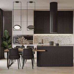 Armoires de cuisine modernes en Australie, armoires de base en mélamine noire personnalisables, carcasse en MDF, <span class=keywords><strong>porte</strong></span> en <span class=keywords><strong>verre</strong></span>, design industriel intelligent - Product Image 6