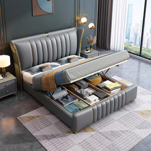 Lit de rangement en boîte de style moderne et artistique haut de gamme, 1,8 m, style italien luxueux, lit en cuir pour chambre à coucher, lit <span class=keywords><strong>king</strong></span>-<span class=keywords><strong>size</strong></span> ou queen-<span class=keywords><strong>size</strong></span> - Product Image 3