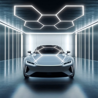 Lumière de garage hexagonale LED 6000K pour salle d'exposition automobile, esthétique, travail au plafond, éclairage en nid d'abeille
