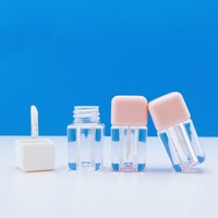 Nuevo diseño cuadrado grasa brillo de labios contenedores Rosa Blanco cosmético tinte de labios tubo 4ml brillo de labios tubos con varita