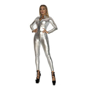 ซิปเซ็กซี่หนังผู้หญิง Catsuit จั๊มสูทและเสื้อคลุมหลวมๆบอดี้สูทผู้หญิงชุดจั๊มสูทชิ้นเดียว - Product Image 2