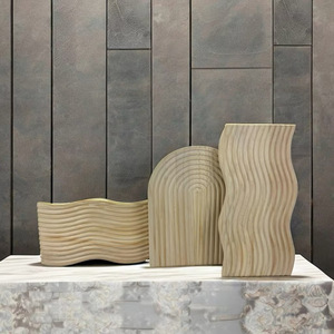 Japanese Style Wooden Decorative Tray Irregular Shape Abstract Pattern Minimalist Design <b>Home</b> Office Coffee Table Storage Use - Product Image 1