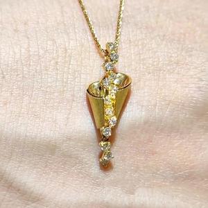 Collier en argent sterling S925, sablier, petite taille, finition brossée, goutte d'eau, cristal de luxe, perlage, flacon de parfum, polyvalent - Product Image 2