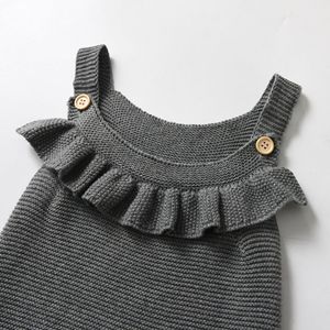 Peto de punto para bebé, de algodón puro, con volantes y botones de madera, mono adorable para bebé - Product Image 4