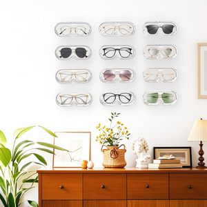 Support mural rectangulaire portable sans perçage pour lunettes de soleil, grande vitrine à lunettes, étui transparent pour la maison - Product Image 4
