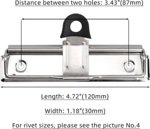 Fournitures de reliure pour bureau scolaire : Pince de reliure métallique plate argentée brillante de 70 mm pour dossiers et menus - Product Image 4