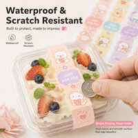 Autocollants personnalisés pour boulangerie, étiquettes d'emballage alimentaire, bandes adhésives mignonnes de dessins animés pour boîtes à gâteaux, cupcakes, macarons, logo de marque OEM ODM