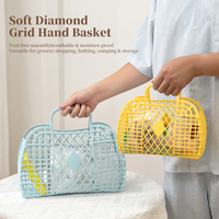 Panier de courses pliable en PE, petit format, coloré, ajouré, pour la maison, idéal pour l'organisation