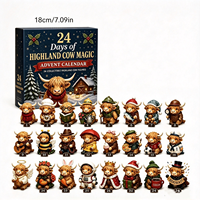 Calendrier de l'Avent 2026 Vache des Highlands – Boîte Mystère 24 Jours de Compte à Rebours – Pendentif Acrylique – Ornement de Sapin de Noël – Cadeau