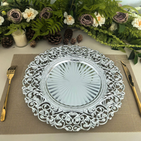 Assiette de présentation décorative en plastique doré brillant pour mariage, hôtel et fête