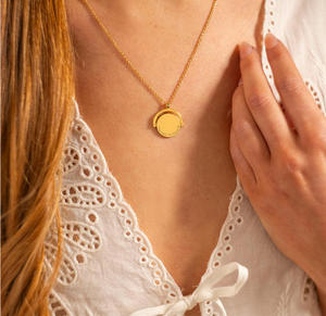 Collana con Ciondolo Girevole in Acciaio Inossidabile Personalizzato con Incisione e Zircone, Gioiello Antistress con Messaggio <span class=keywords><strong>d</strong></span>'<span class=keywords><strong>Amore</strong></span> Nascosto - Product Image 6