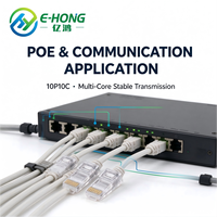 Connecteur RJ45 non blindé E-HONG 10P10C UTP, prise modulaire, boîtier PC haute résistance, trou carré transparent, plaqué or