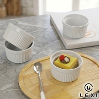 Ensemble de ramequins en céramique blanche, coupelles à soufflé côtelées, bols à dessert résistants au four pour pudding et crème brûlée, ustensiles de cuisine