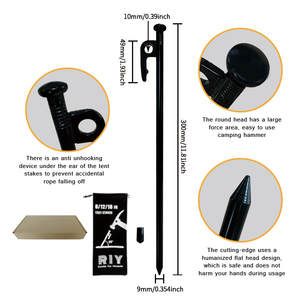 Estacas de Acero Resistentes <span class=keywords><strong>para</strong></span> Exteriores, Estacas de Metal Negras <span class=keywords><strong>para</strong></span> Tiendas de Campaña, Lonas y Toldos, Irrompibles e Inflexibles - Product Image 3