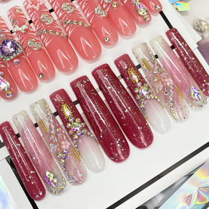 <span class=keywords><strong>2025</strong></span> Luxe Salon Ontwerp Private Label Lange Handgemaakte Gel Press Op Nagels Valse Kunstnagels Volledige Cover Y 2K Bling Nagels - Product Image 1